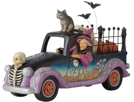 Enesco Jim Shore Heartwood Creek Halloween-Pickup-Truck-Figur, 16,3 cm, mehrfarbig, Schwarz