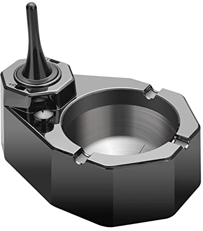 Zigarettenaschenbecher Aschenbecher Aschenbecher mit permanentem Forever Match nachfüllbarem Feuerzeug Edelstahl Aschenbecher Tolles Geschenk für Männer, Geburtstag, Weihnachten, ohne Öl (schwarz)