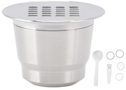 Cápsulas de café reutilizables, cápsulas de filtro de café reutilizables de acero inoxidable para cafetera Nespress U, con 1 cucharadita y 1 cepillo