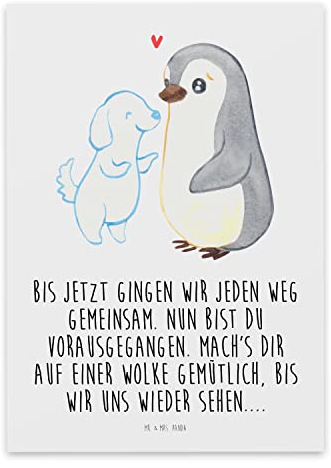 Mr. & Mrs. Panda Trauerkarte Trauer Hund - Beileidskarte Mit Text, Beileidsprüche, Tod, Haustier, Beileid, Kondolenzkarte, Anteilnahme, Trauerkarte