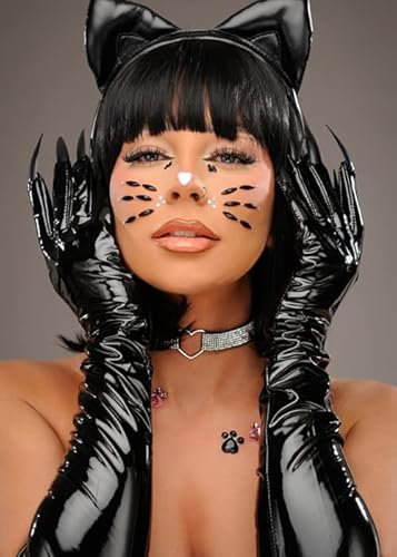 Struts Womens Deluxe Catwoman Black Vinyl Claw Gloves (Small) (A2897-CW)