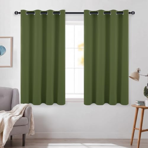 DWCN Blackout Curtains for Bedroom and Living Room - Green Nursery Curtains, 52 x 54 Inch, 2 Panels