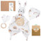 LAFERKA Baby Geschenk Junge & Mädchen | Neugeborenen Geschenk | Baby Set als Geschenk zur Geburt mit 100% Baumwolle Schmusetuch+Lätzchen +Beißring+Baby Holzschild