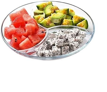 TONZN Frutero decorativo de suelo a techo, cesta de frutas de vidrio de tres puntos, plato multifuncional para el hogar, ensalada de verduras (gris)