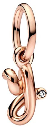 Rosa d’oro Ciondolo con Lettera Y Dell'alfabeto in Argento Sterling 925 Charm Bead con A alla Z Pendente con Zirconia Cubica Compatibile con Pandora e Europei Bracciale Collane da Donna