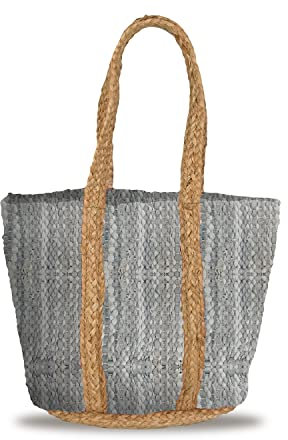 Banzaii sac de paille pour femme, sac à bandoulière coloré, sac d’été, sac de plage entièrement fait à la main Santorin Gris