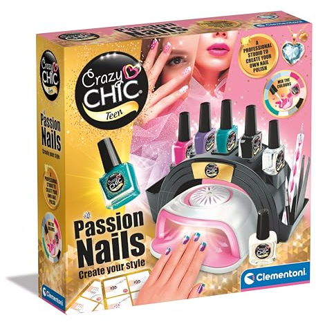 Clementoni Crazy Chic Passion Nails - Spielzeug Maniküre-Maschine - Kreatives Nagel-Set für Mädchen ab 6 Jahre - inkl. 6 Nagellacke 18784