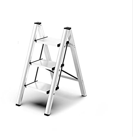 Ladder Household Folding Stair Thickened Indoor Climbing Stairs Multi-Functional Flower Stand Ladder (Color : Argento, Size : 69cm) (D 69cm)