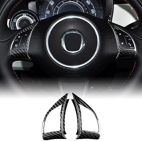 KUNGKIC In fibra di carbonio duro per auto, telaio dei tasti del volante, adesivo decorativo per interni, compatibile con Fiat 500 Abarth 595 2010 2011 2012 2013 2014 2015, colore: nero