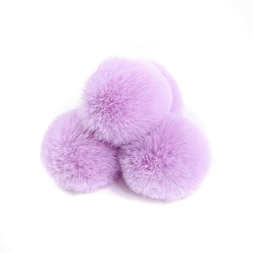 Wambere 10 Stück 6cm Pompons zum Basteln,Pompon Kunstfell Bommel Plüschbälle mit Elastischer Schlaufe,für DIY Kunsthandwerk Haarschmuck Hochzeiten Geburtstage Weihnachten Dekorationen,Helles Lila