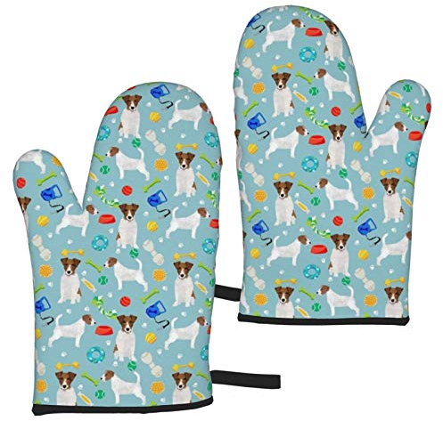 Jack Russell Dog Toys Jack Russells Dog Oven Gloves,Heat Resistant Baking Mitts Non-Slip Kitchen Oven Mitts 1 Pair