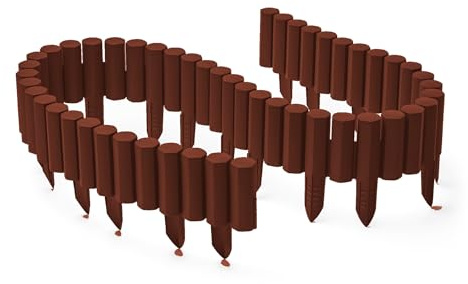 STELLA GREEN Beeteinfassung 6,6 m x 15 cm - Gartenpalisade in Holzoptik | Rasenkante Kunststoff - Flexible Beeteinfassung & Mähkante - Stecksystem Rasenkanten für Garten & Blumenbeet