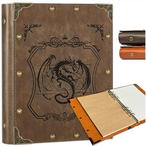 DUROTAN DND Notizbuch, Tagebuch, nachfüllbar, A5, 400 Seiten, für Dungeons and Dragons, Zubehör, D&D-Geschenke, Schreibnotizbuch, Geschenk für Männer und Frauen