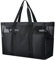 Strandtasche Große Mesh Strandtasche Sommer Schwarz Schultertasche XXL Badetasche Damen Faltbare Beach Bag Shopper mit Taschen und Reißverschluss für Strand Urlaub Reise Einkaufen Fitnessstudio
