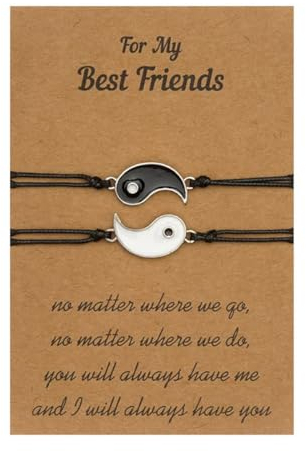 KOQAIIZ 2 Piezas Pulsera Yin Yang, Pulseras Para Parejas, Pulseras Mejores Amigas, Pulsera de Cordón Ajustable Yin Yang, Regalo Para Pareja Madre Hija