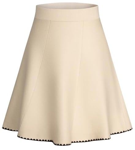 Skater Rock Damen Midirock Hohe Taille Rock A Linie Swing Faltenrock Aprikose L