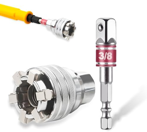 Betinyar Llave de vaso universal ajustable, adecuada para tuercas y pernos de cabeza hexagonal de 10 a 19 mm, herramienta de destornillador para taladro eléctrico de 3/8 pulgadas y llaves de trinquete