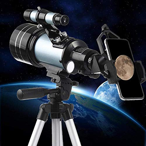 CRBUDY Teleskop-Geschenk für Erwachsene, Teleskope für die Astronomie, 70-mm-Refraktorteleskop mit Stativ und Sucherfernrohr, mit Smartphone-Adapter und Mondfilter