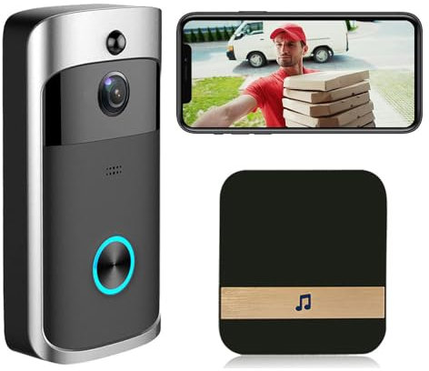 BSLVWG Wireless Video Doorbell Camera with Chime,PIR Motion Detection,Indoor/Outdoor Surveillance with Smart Human Detection,1080P HD, Night Vision, 2-Way Audio,2.4G WiFi,IP65,Battery Powered (Black)