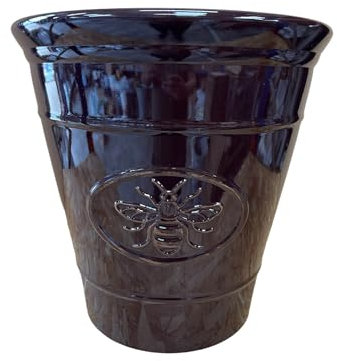 AKKIN Garden Supplies Decorative High Qaulity Round Plastic Bee Planter Plant Pot Dark Brown - Ceramic Look - 30cm (D) 30cm (H) 14 Litre Volume - Indoor or Outdoor Use