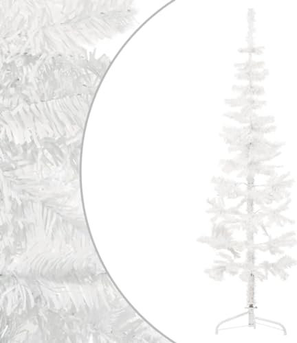 puraday Albero di Natale artificiale bianco 150 cm altezza mezzo albero di Natale salva-spazio parete albero di Natale economica decorazione natalizia decorazioni per feste esterne