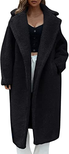 Generico Spolverino Donna Autunno Giubbino Invernale Donna Cappotto lungo da donna Teddy Down Cappotto invernale caldo e gonfio Cappotto da donna soffice Maglione Donna Invernale Cappotto (Black, M)