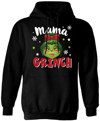 Mama Grinch Pullover - Hoodie, Weihnachtspullover - Geschenk für Frau, Freundin, Mütter für Weihnachten, Heiligabend - Familie (DE/NL/SE/PL, Alphanumerisch, M, Regular, Regular, Schwarz)