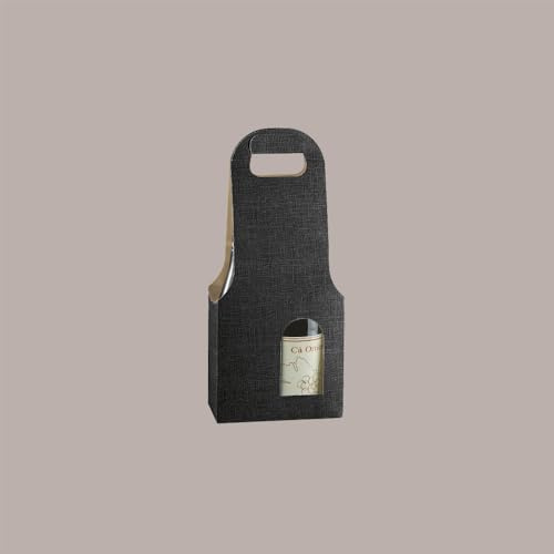 Lucgel Aufbewahrungsbox für 2 Flaschen 750 ml Wein und Öl New Bag aus Karton Seide Schwarz 180 x 90 H 410 mm - 10 Stück -
