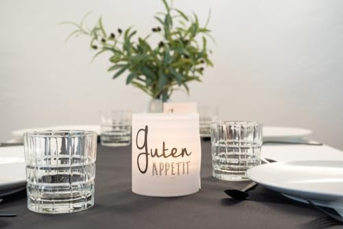 Sovie HORECA Windlicht Banderole für Kerzengläser – Design „Guten Appetit“ – 12 Stück – stilvolle Deko für Gastronomie, Buffets, Events und Restaurant-Tische