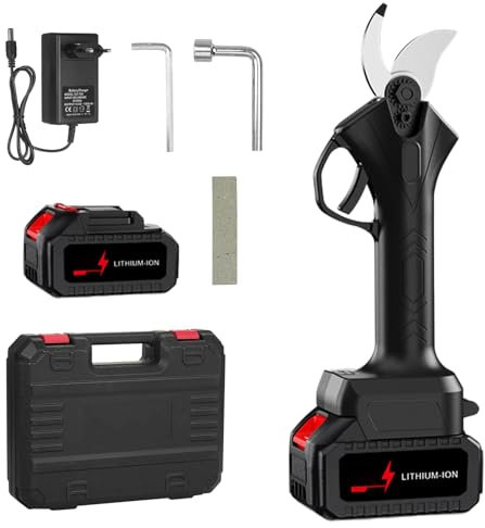 Sécateur Électrique Sans Fil, secateur electrique diamètre de coupe maximum 25mm, avec sécateur électrique rechargeables pour jardin oliviers arbre à fruits vignoble