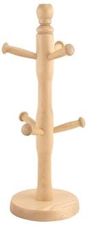 TOP SAVER Mug Tree Cup Holder Elegant Wooden Stand for Coffee Mugs & Tea Cups Stylish Space-Saving Beechwood Mug Holder with 6 Hooks (Beechwood)