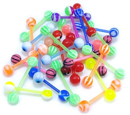Gojewen 30 Pièces Piercing de Langue en Plastique Piercing de Mamelon 16mm Acrylique Piercing Langue Mamelon Anneau de Mamelon