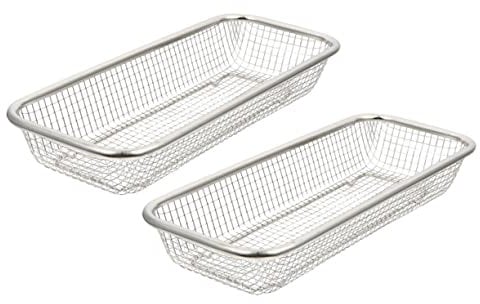 Housoutil 2Pcs Stainless Steel Dishwasher Basket for Small Items Tableware Holder Durable Kitchen Supplies Capacity Design Easy Drainage and Storage