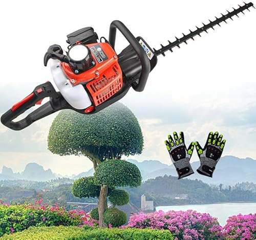 WEIMILOR 23.66cc 2 Cycle Gas Hedge Trimmer 1600W High Torque Engine, 30% Fuel Efficiency Upgrade, 24 Inch Auto-Sharpening Blade For Oak/Pine Hedges