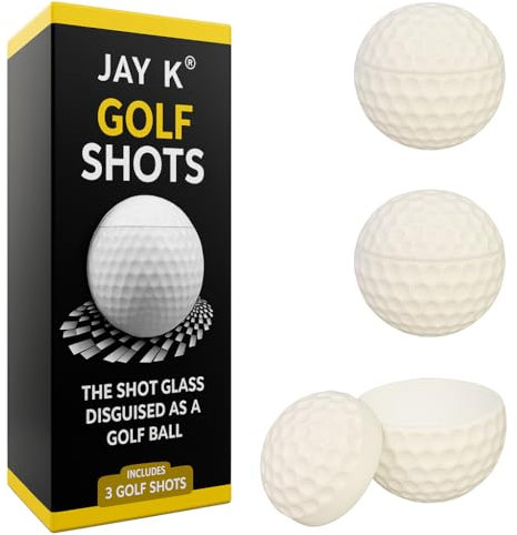 JAY K Golf Shots for Rounds Parties Events Accessories Gift Idea for Flight Partner 3 Shot Glasses in Golf Ball Design