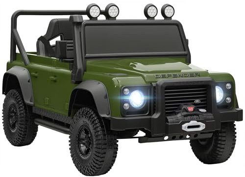 AIYAPLAY Kinder Elektroauto, Land Rover Defender 110 SVX 12V 7Ah Kinderauto mit Fernbedienung, 2 Motor, Kinderfahrzeug mit Softstart, Soft Stopp, 4 Stoßdämpfer, Hupe, MP3, Licht für 3-5 Jahre Grün