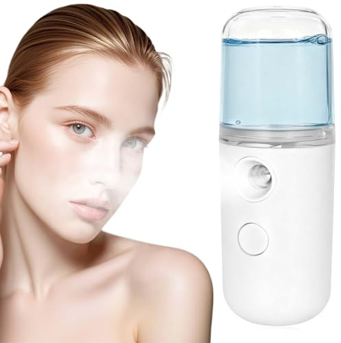 Nano Facial Mister Tragbare Mini Cool Mist Handy Sprayer Professionelle Zerstäubung Luftbefeuchter Gesichtsdampfer Feuchtigkeitsspendende und feuchtigkeitsspendende Spa Beauty-Gerät (Weiß)