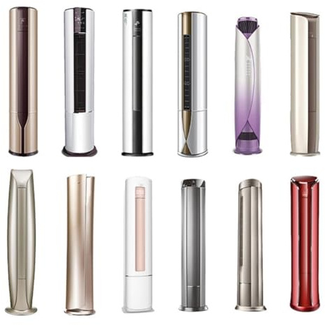 Déflecteur d'air vertical pour climatiseur avec sortie d'air réglable à 8 voies pour armoires rondes, construction ABS blanc, 20 x 90 cm (charbon actif)