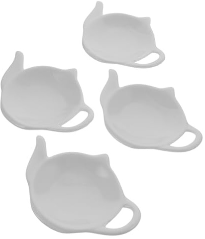 Toyvian Lot De 4 Repose Sachet De Thé en Céramique Résistant À La Chaleur Soucoupe Sachet Thé Plat À Céramique pour Collations Sauce Beurre Cuisine Et Salon Style Vintage