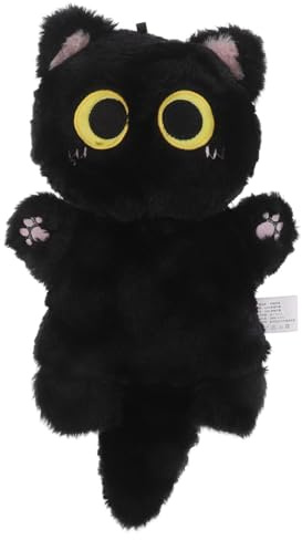 HAKIDZEL Stofftier-Handpuppe für Kinder und Erwachsene, Plüschkatzenpuppe, Erzählspielzeug für Vorschule, Halloween, Rollenspiele, Theater, Schwarz