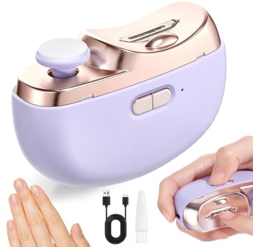 SAVILAND Electric Nail Clippers, 2 in 1 Automatic Nail Trimmer for Toenails | 2 Speeds Rechargeable Nail Clipper with Polisher & Dust Collector, Fingernails Grinder Cutter for Adults Seniors (Purple)