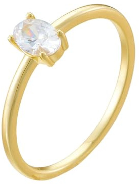 Ayoiow Solitär Eheringe Gold 585 Weiss für Damen mit Moissanitkein Edelstein, Verlobungsringe Eheringe, 14 Karat Gelbgold Größe 61 (19.4)
