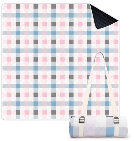 LARUTAN Picknickdecke 200x200 cm, wasserdicht & waschbar, Faltbare Stranddecke mit Tragegurt, Outdoor Decke für Strand, Camping, Park & Picknick, Cambridge