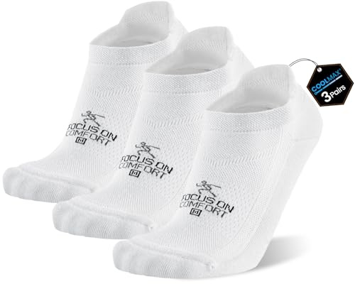 EconioSocken Coolmax Laufsocken Kurz 3/6 Paar, Atmungsaktive Sneaker Socken Damen Herren, Anti-Blasen & Gepolstert, Schweißableitend,Sportsocken für Running, Wandern & Alltag
