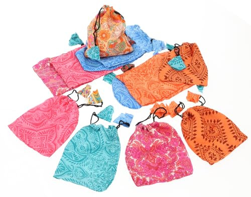 Stoffbeutel Set, Bastelset Beutelchen, 12er Set, 13x10 cm, bunt, mix 1 | Kleine Säckchen für Aufbewahrung, Geschenkverpackung, umweltfreundlich, vielseitig einsetzbar, ideal für Adventskalender.