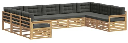 vidaXL Outdoor-Sofagarnitur 9 pcs Weiß und Anthrazit Massivholz Akazie, Garten, modernes Outdoor-Sofa, Lounge-Set für die Terrasse, gemütliche Sitzmöbel