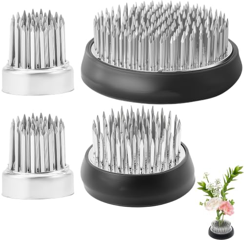 Zuuyye 4 Stück Steckigel Blumen Set in 3 Größen (23/34/46 mm), Stabil rutschfest Kippsicher für Ikebana Kenzan – Blumenigel für Vasen