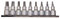Teng M3813 10piece Clip Rail Tpx Bit Socket Set Metric - 3/8in Square Drive