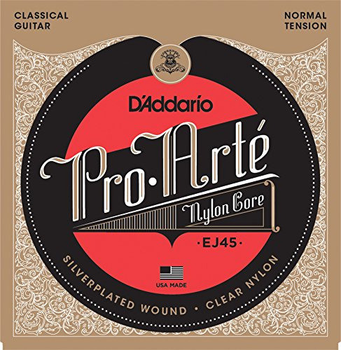 D'Addario EJ45x5 (5 sets) Classical Guitar Strings, Pro-Arte, Silver/Clear/Normal.