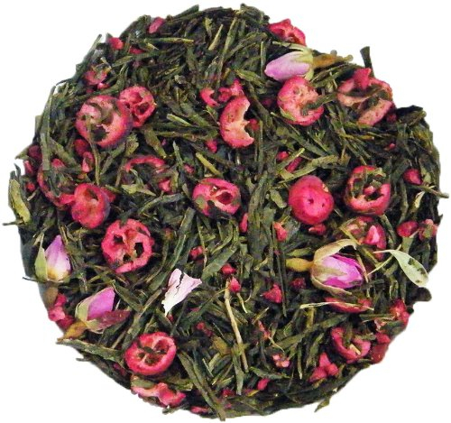 Sencha Cranberry Rose Green Loose Leaf Tea by Simpli-Special for Hot or Iced Tea (100g in Resealable Pouch)